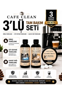 Kahve Makinesi Temizleme Seti 3’lü | Kireç Çözücü + Süt Temizleyici + Kahve Yağı Temizleme Tableti